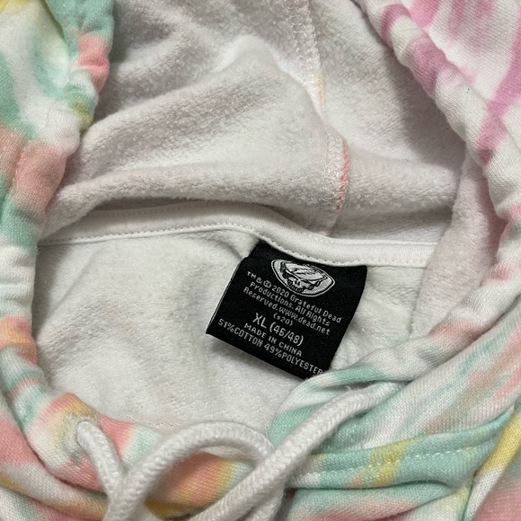 Grateful Dead Tie Dye Pink Green Yellow Men’s Hoodie Crewneck Drawstring Sz XL - Picture 6 of 6
